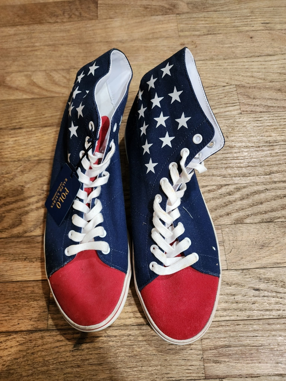 Polo Ralph Lauren Red,white, Blue Solomon IV Canvas High Tops.sz 10.5 Nw W/O Box